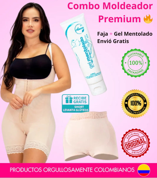 Combo Moldeador 3 en 1: Faja + Gel Mentolado + Short Levanta Glúteos GRATIS