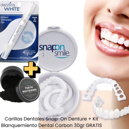 Carillas Dentales Snap-On Denture + Kit Blanquemiento Dental Carbon 30gr GRATIS